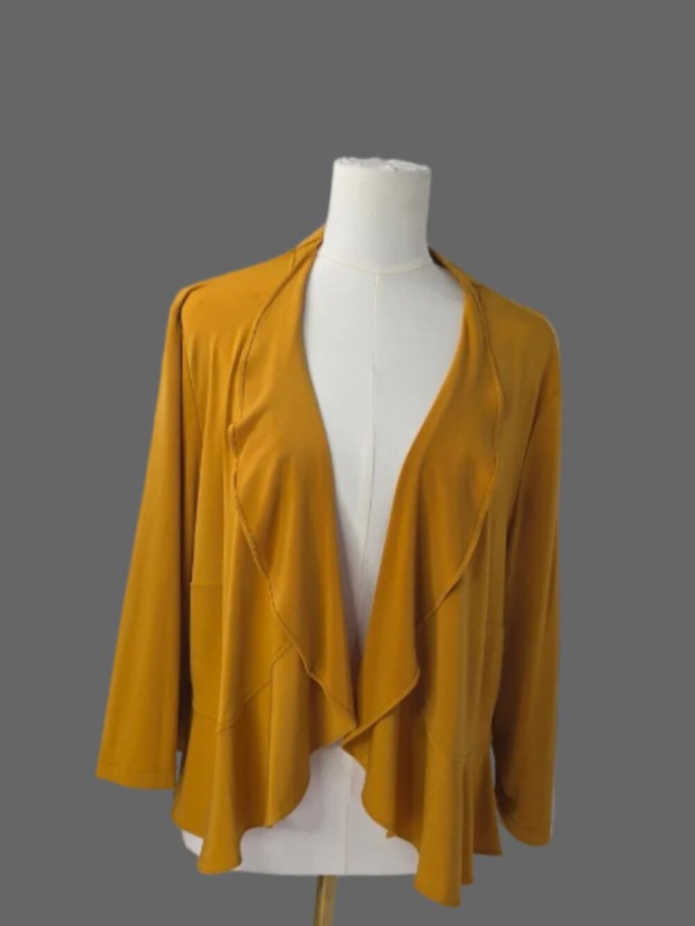 Julian Taylor New York Women’s 16W Mustard Draped Ruffle Cardigan